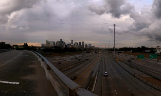 Gigapan Chenevert St. Exit overpasses Southwest Freeway U.S. Route 59 and South Freeway TX SH 288 in Houston, Texas, U.S.A. 9-7-13