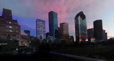 Gigapan Downtown Houston Texas Sunset from Footbridge at Buffalo Bayou 12-23-15