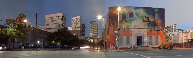 Gigapan Under Construction Mars Mural Downtown Houston 1300 Leeland St at Caroline