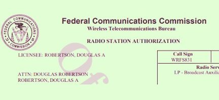 Douglas Robertson is FCC licensed.
